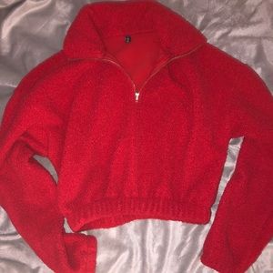 Red cropped sweater